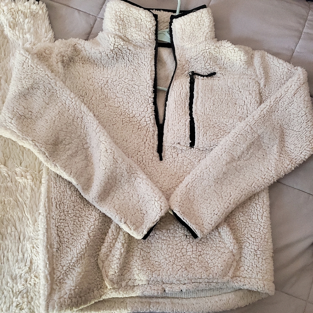 Teddy Jacket, size M(7-9), cream and black